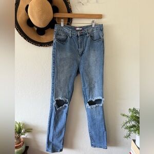 Vibe & Rant Distressed Skinny Jeans Ripped Knee Size 11